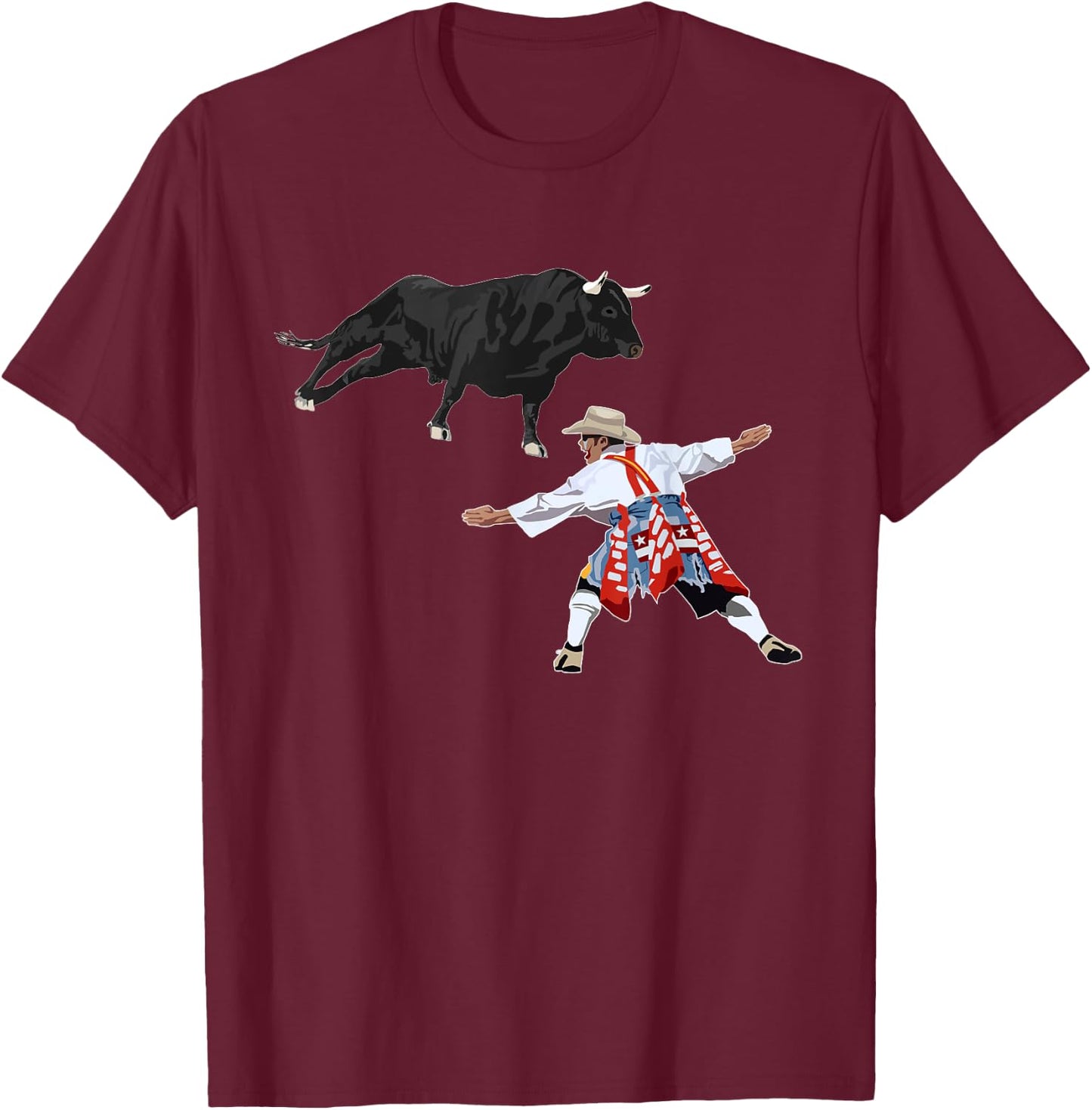Rodeo Clown Funny Bull Fighting Lover Gag Bullfighter Outfit T-Shirt - T-Shirt | Maroon