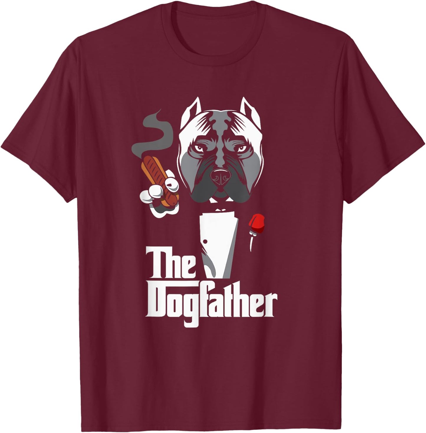 Utopia Sport Dogs Shop The Dogfather Funny , Men's Black Cartoon Dog , Small, Classic Fit, Short Sleeve T-Shirt - T-Shirt | Maroon