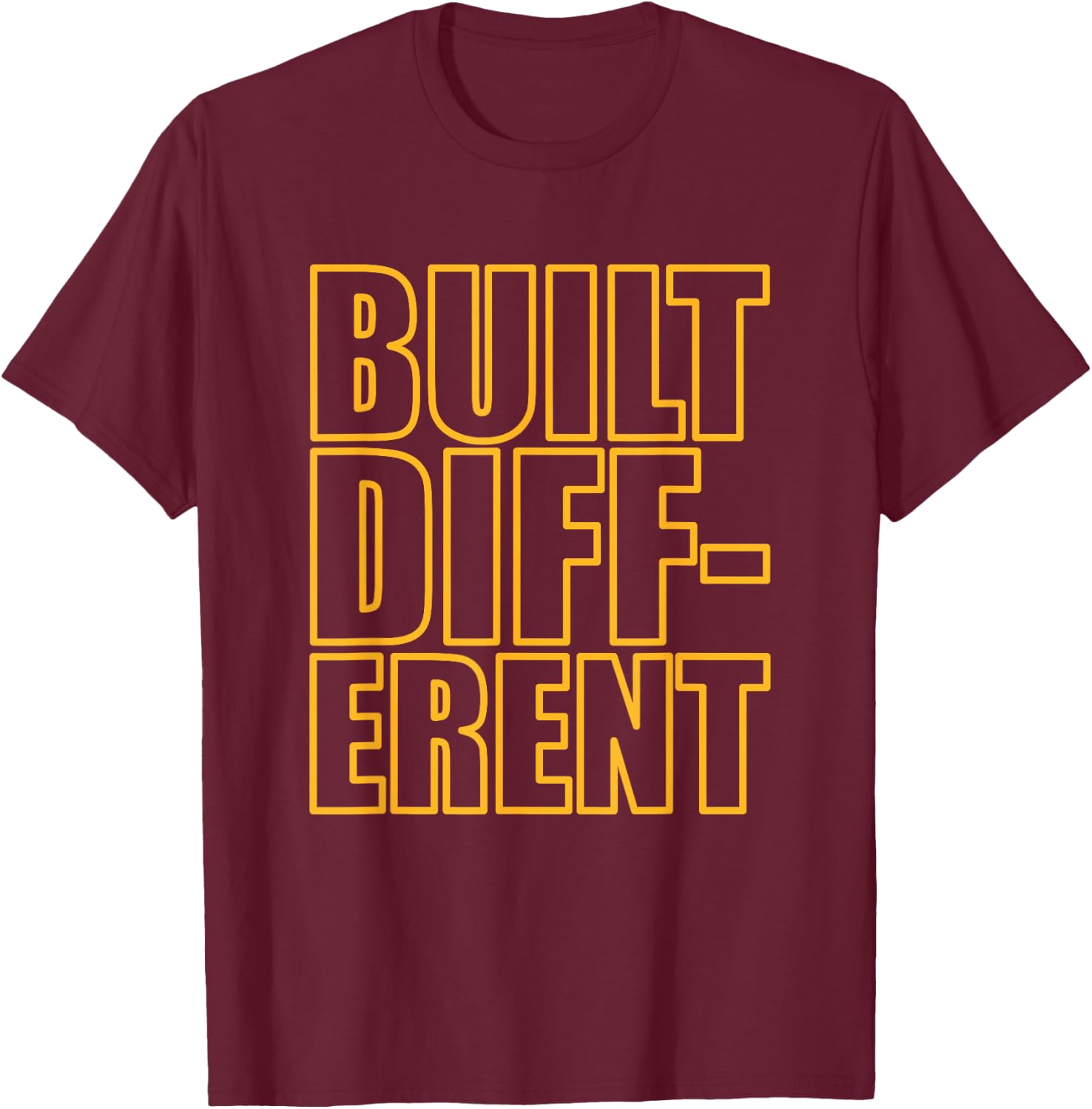 Concrete And Luxury Built Different Laser Orange T-Shirt - T-Shirt | Maroon