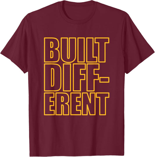 Concrete And Luxury Built Different Laser Orange T-Shirt - T-Shirt | Maroon