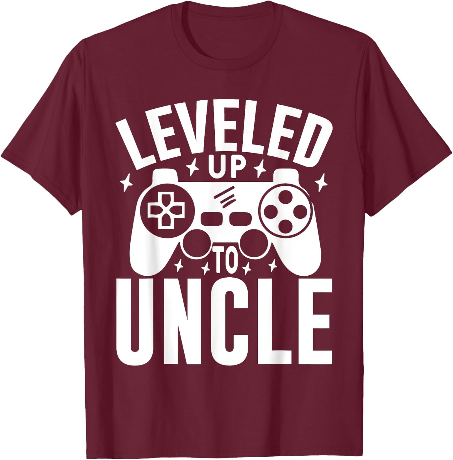 Leveled Up To Uncle & Uncle Pregnancy Announcement Gamer T-Shirt - T-Shirt | Maroon