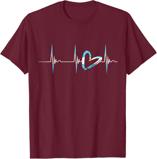 Heartbeat EKG Pulse Argentinian Heart Argentina Sun Of May T-Shirt - T-Shirt | Maroon