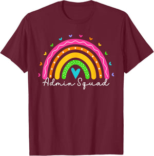Admin Squad School Administrator Assistant Rainbow T-Shirt - T-Shirt | Maroon