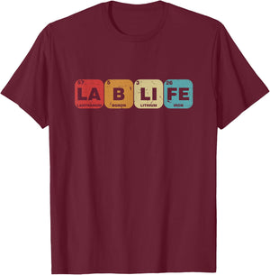 Lab-Life Laboratory Research Lab Rat Periodic Element Table T-Shirt - T-Shirt | Maroon