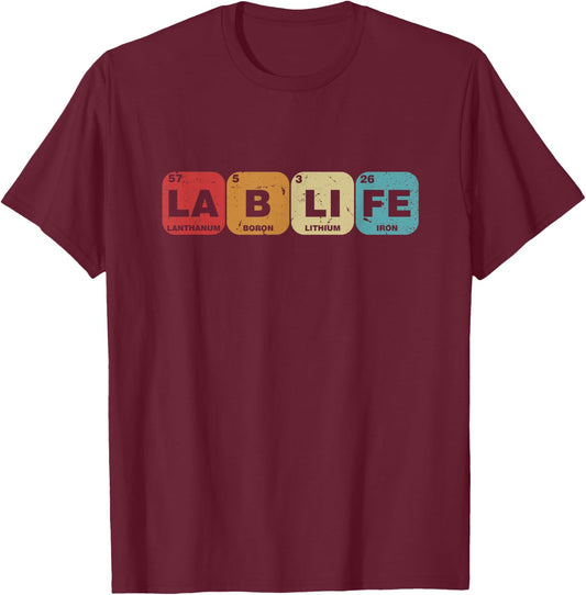 Lab-Life Laboratory Research Lab Rat Periodic Element Table T-Shirt - T-Shirt | Maroon