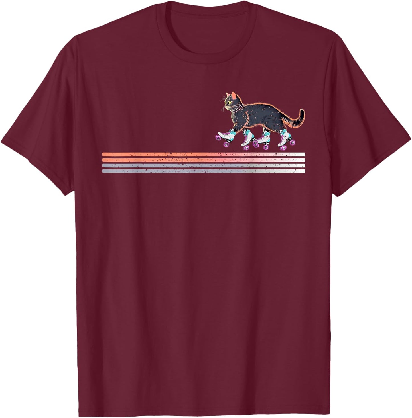 Retro Roller Skating Cats Derby Skater Girls T-Shirt - T-Shirt | Maroon