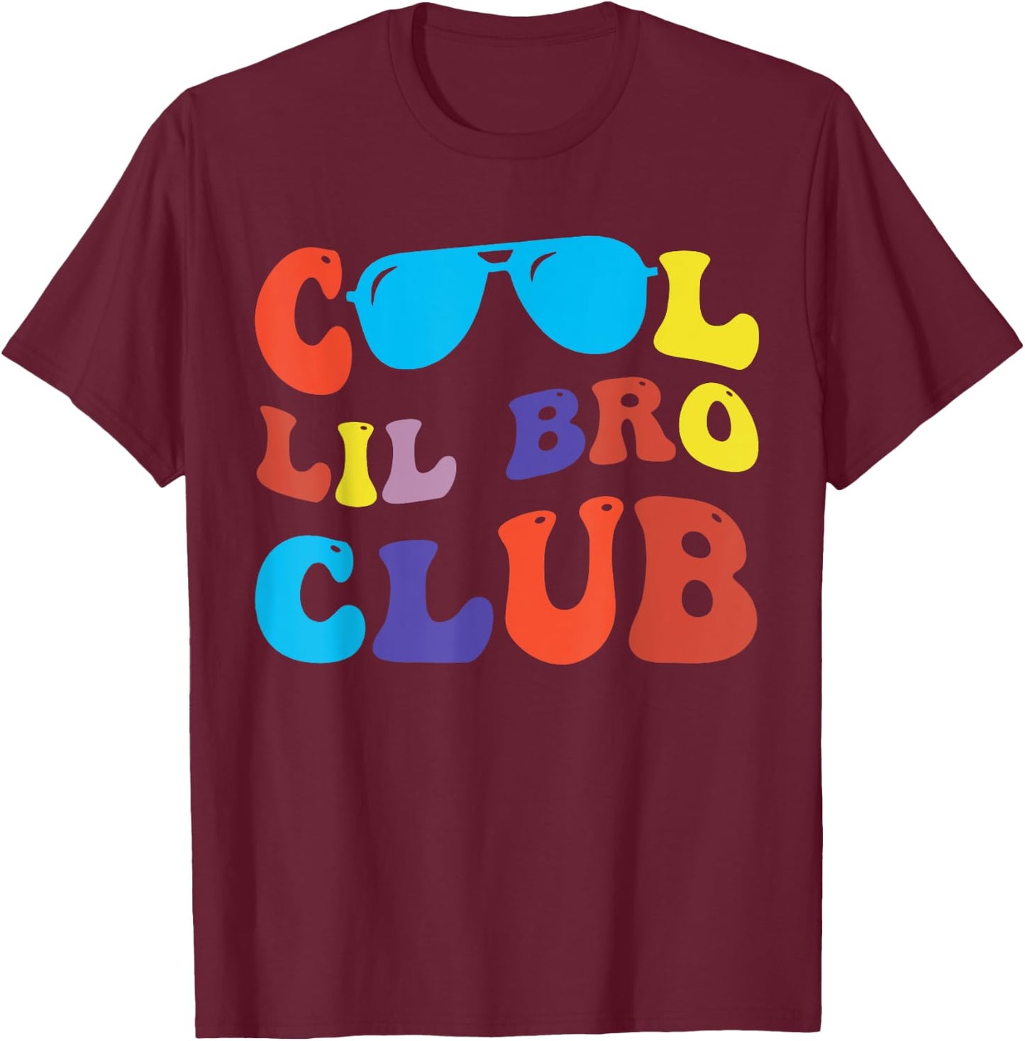 Groovy Retro Cool Lil Bro Club Funny Smile Happy Face T-Shirt - T-Shirt | Maroon