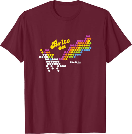Lite-Brite Classic Brite On Vintage Unicorn Rainbow Template T-Shirt - T-Shirt | Maroon