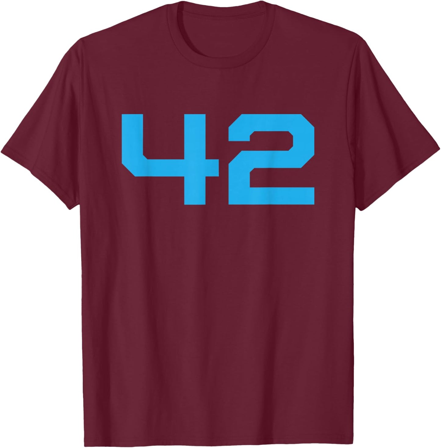 Number #42 Sports Jersey Sky Blue Lucky Number T-Shirt - T-Shirt | Maroon