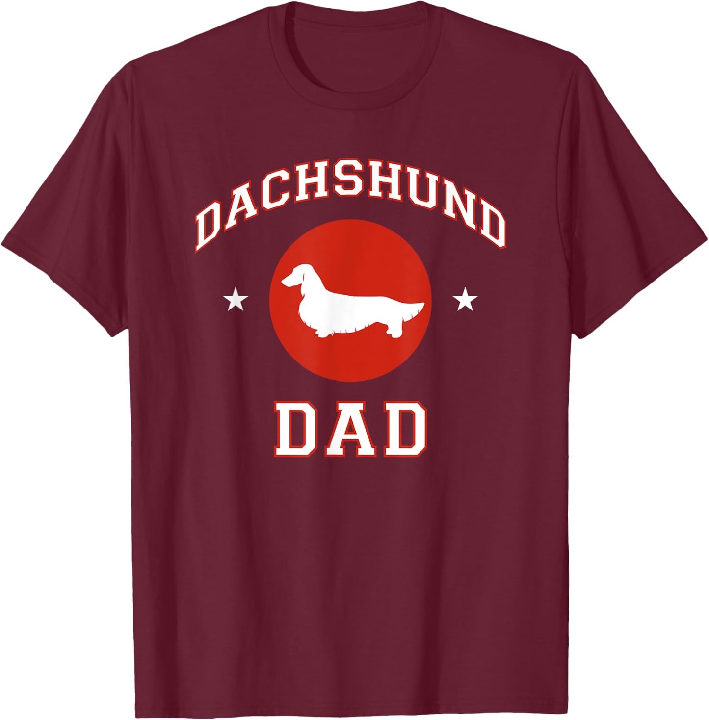Longhaired Dachshund Dad T-Shirt - T-Shirt | Maroon