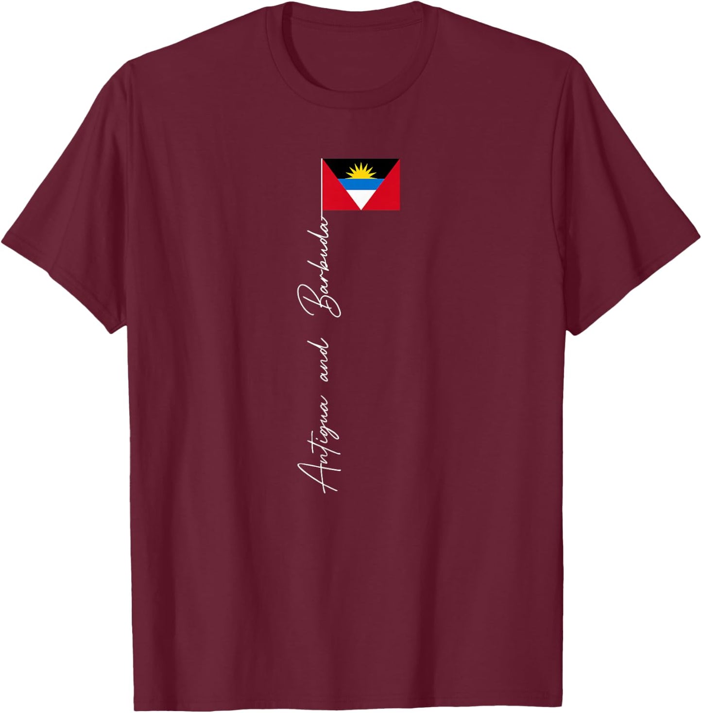 Antigua and Barbuda Signature Flag Pole Patriotic T-Shirt - T-Shirt | Maroon