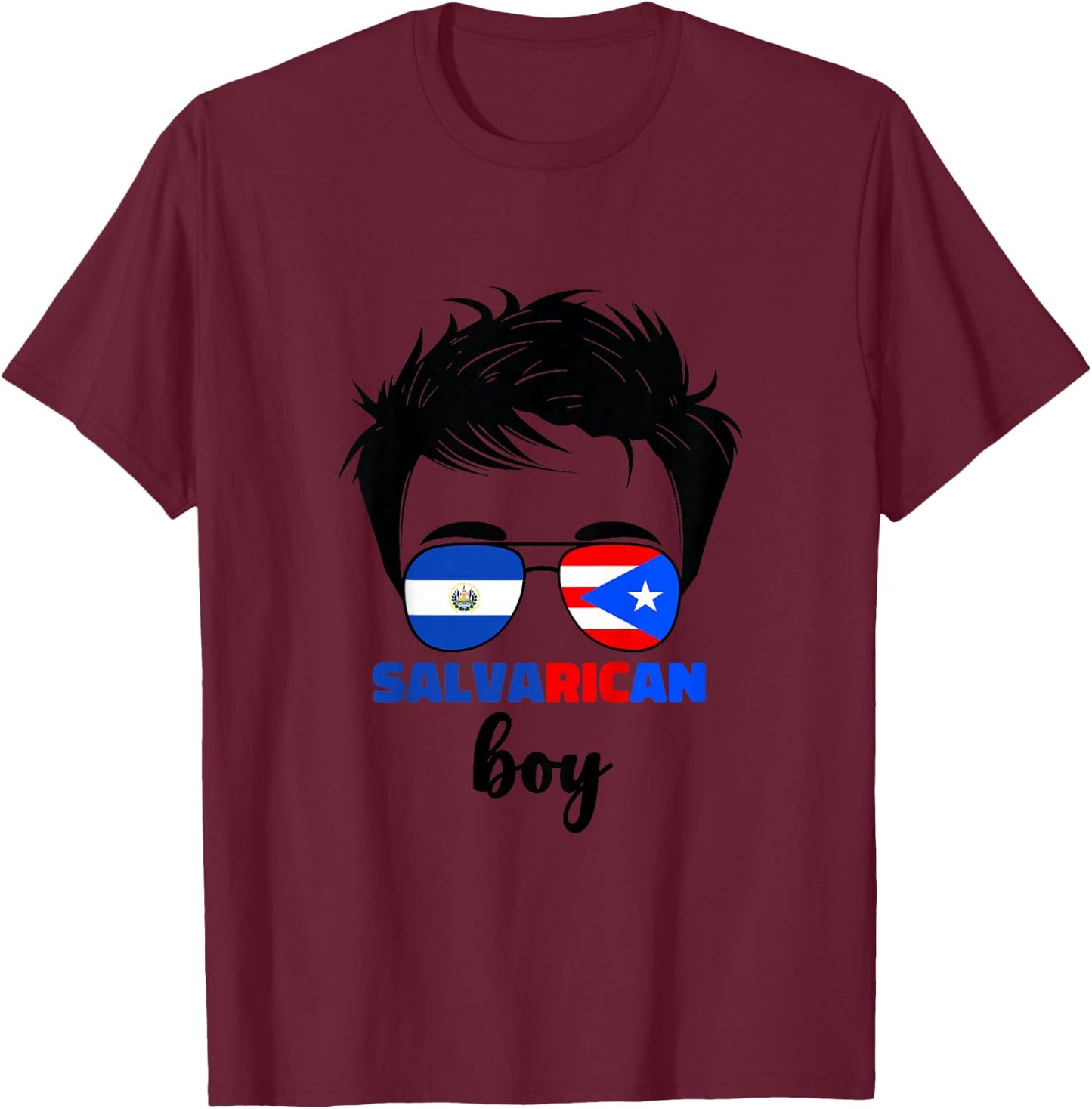 Kids Half Salvadorian And Puerto Rican Rico El Salvador Baby Boys T-Shirt - T-Shirt | Maroon