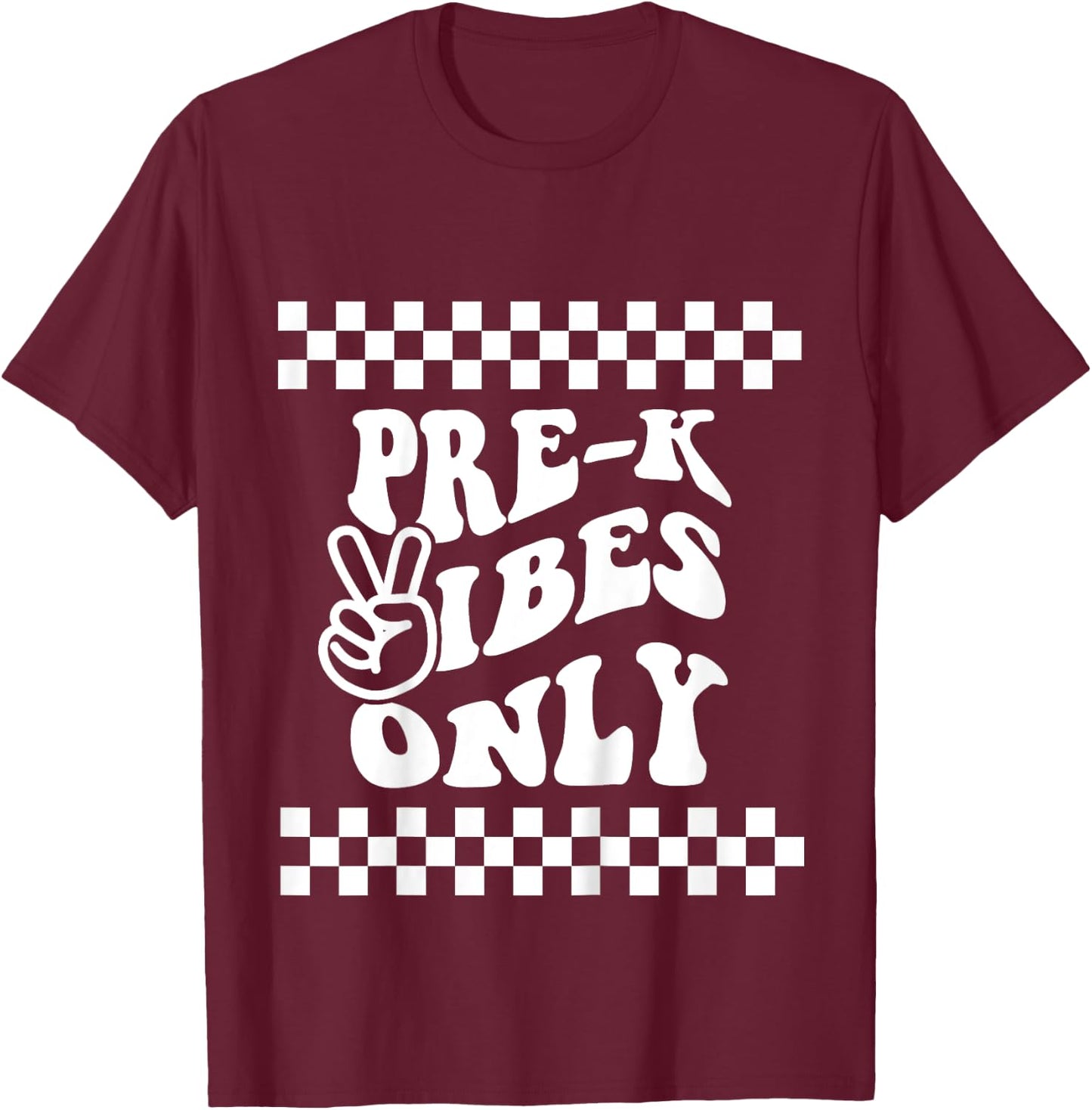 Pre K Vibes Only Retro Girl First Day of PreK Boy Toddlers T-Shirt - T-Shirt | Maroon