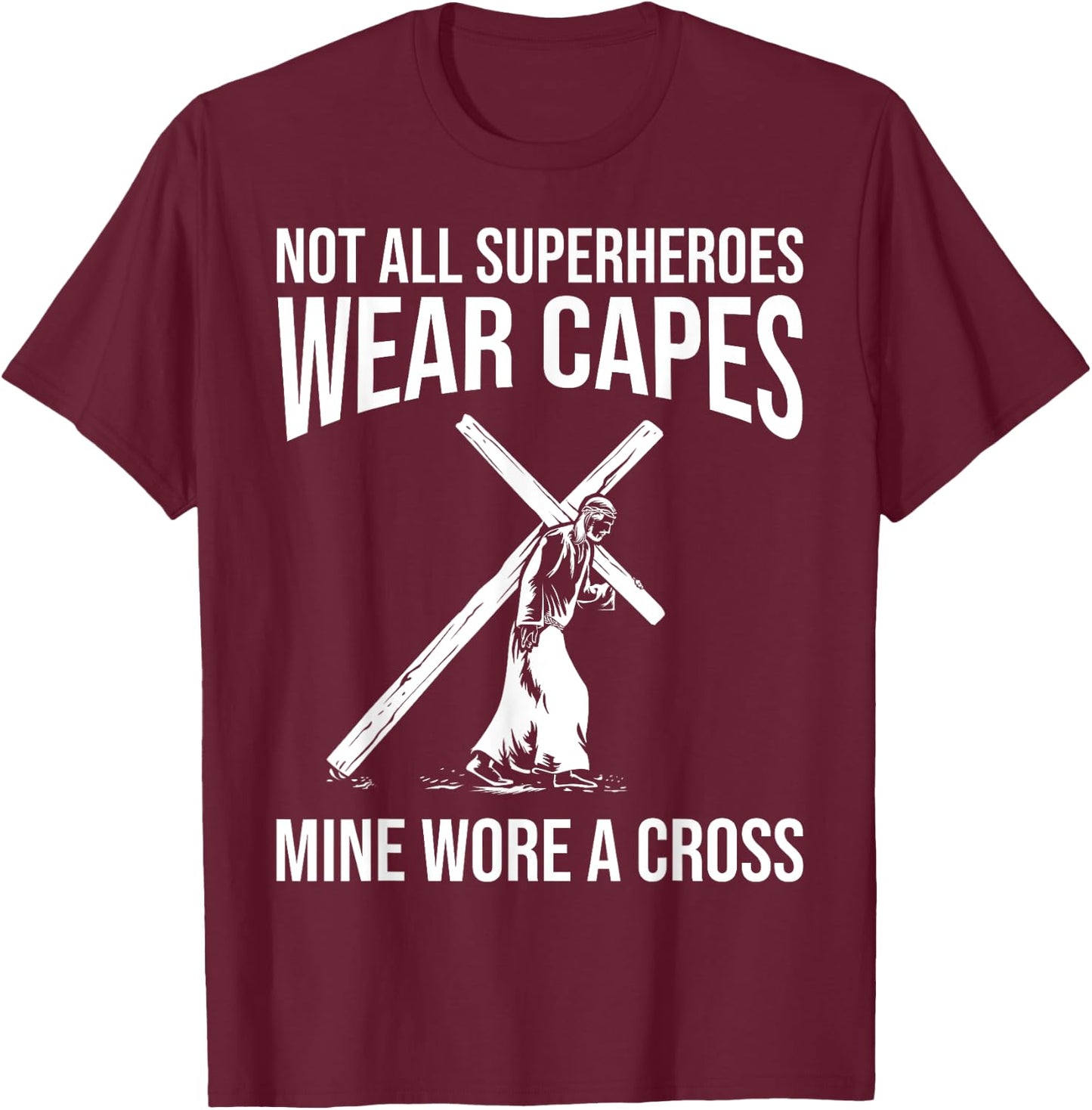 Funny Jesus Superhero Design Men Women Jesus Christ Cross T-Shirt - T-Shirt | Maroon