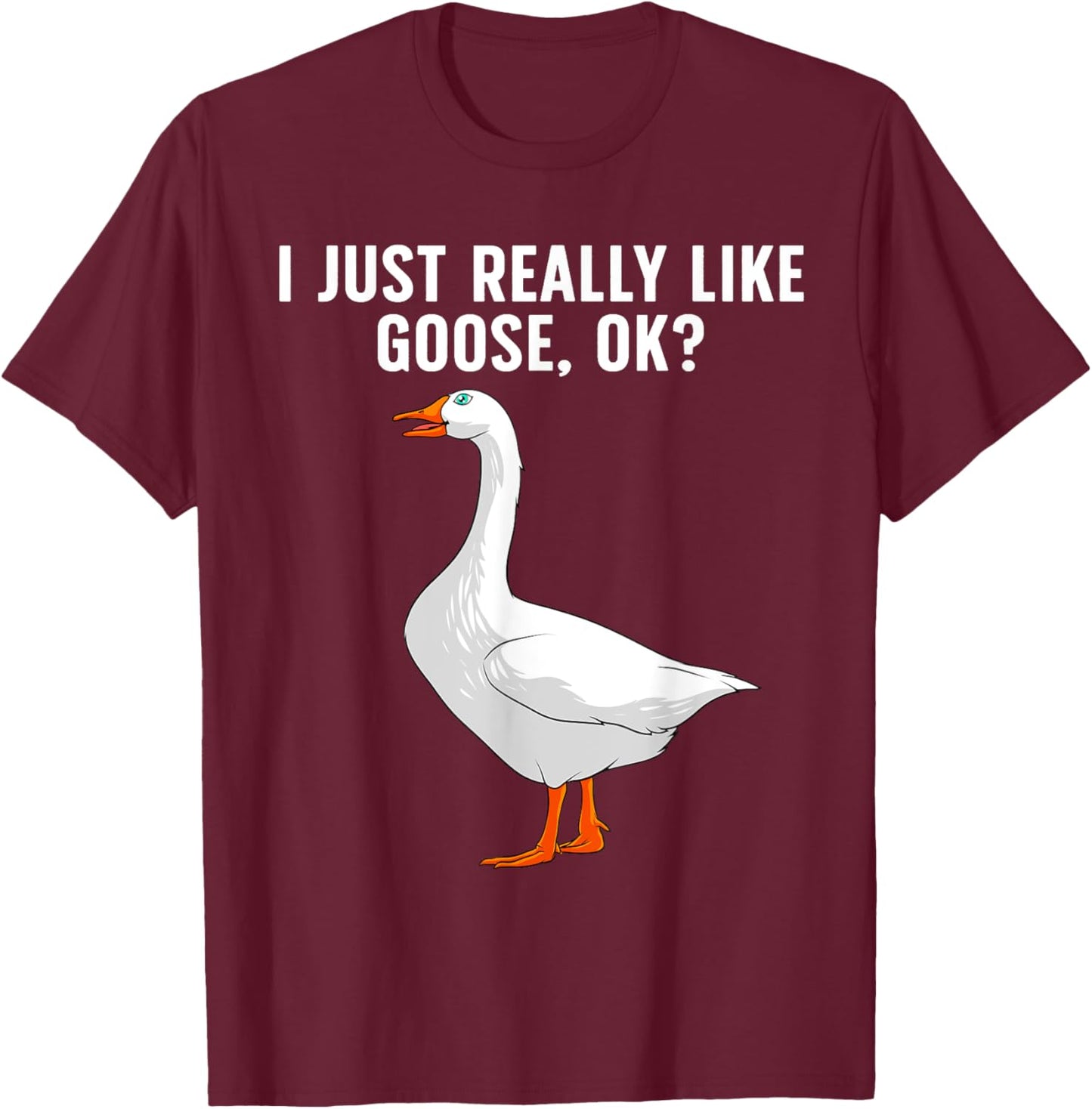 Cute Goose Design Women Waterfowl Bird Goose Lover T-Shirt - T-Shirt | Maroon