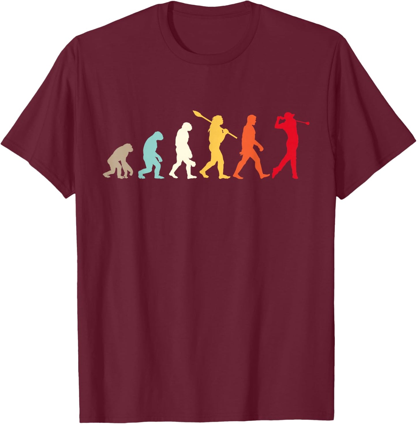 Retro Vintage Golfer Golf Player Lover Funny Golf Evolution T-Shirt - T-Shirt | Maroon