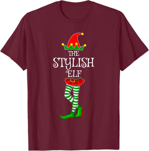 The Stylish Elf Family Matching Xmas Funny Idea Christmas T-Shirt - T-Shirt | Maroon