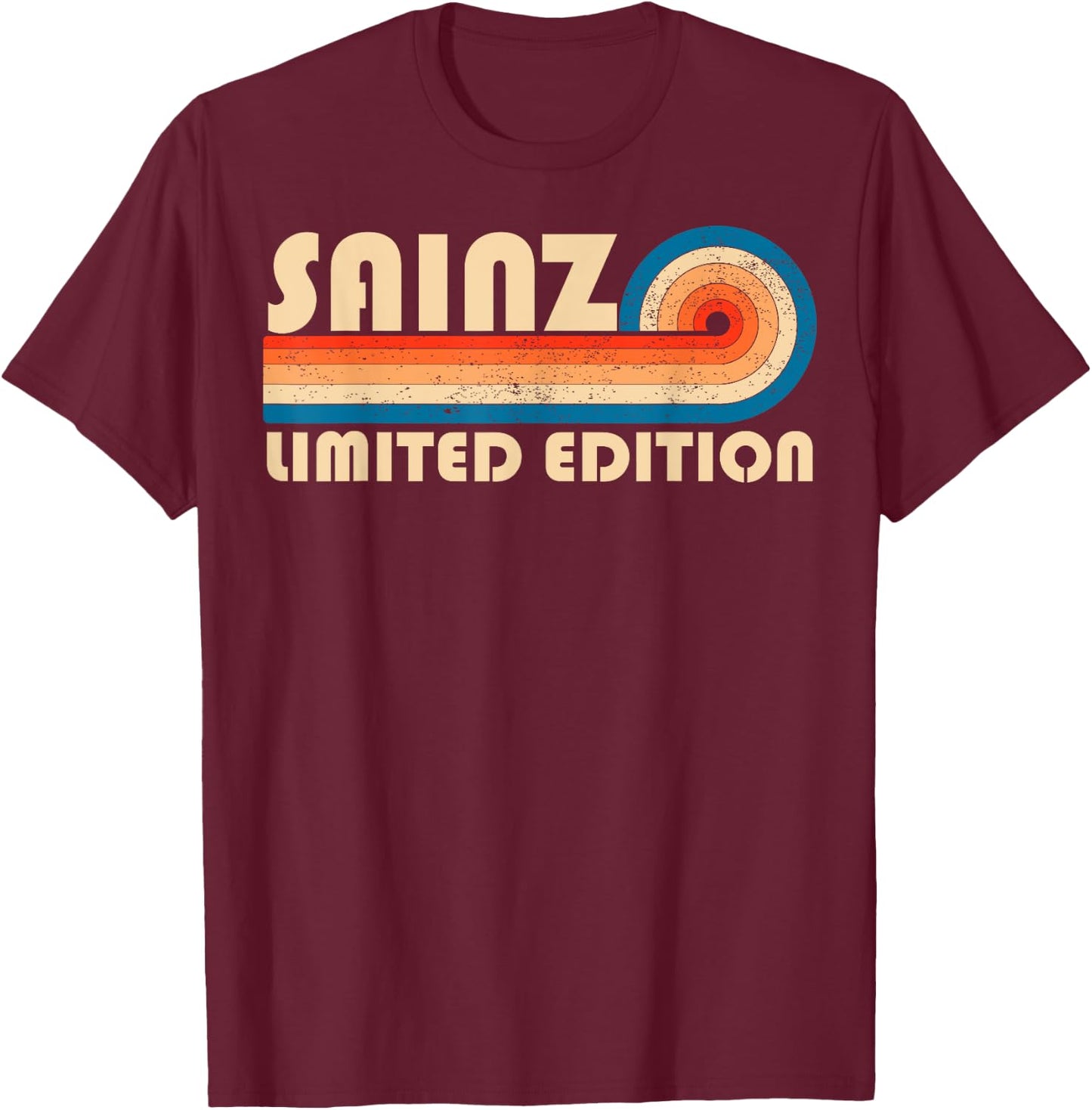 SAINZ Surname Retro Vintage 80s 90s Birthday Reunion T-Shirt - T-Shirt | Maroon