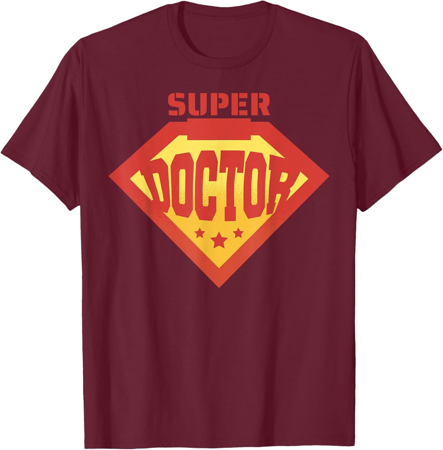Super doctor badge on the chest Physician T-Shirt - T-Shirt | Maroon