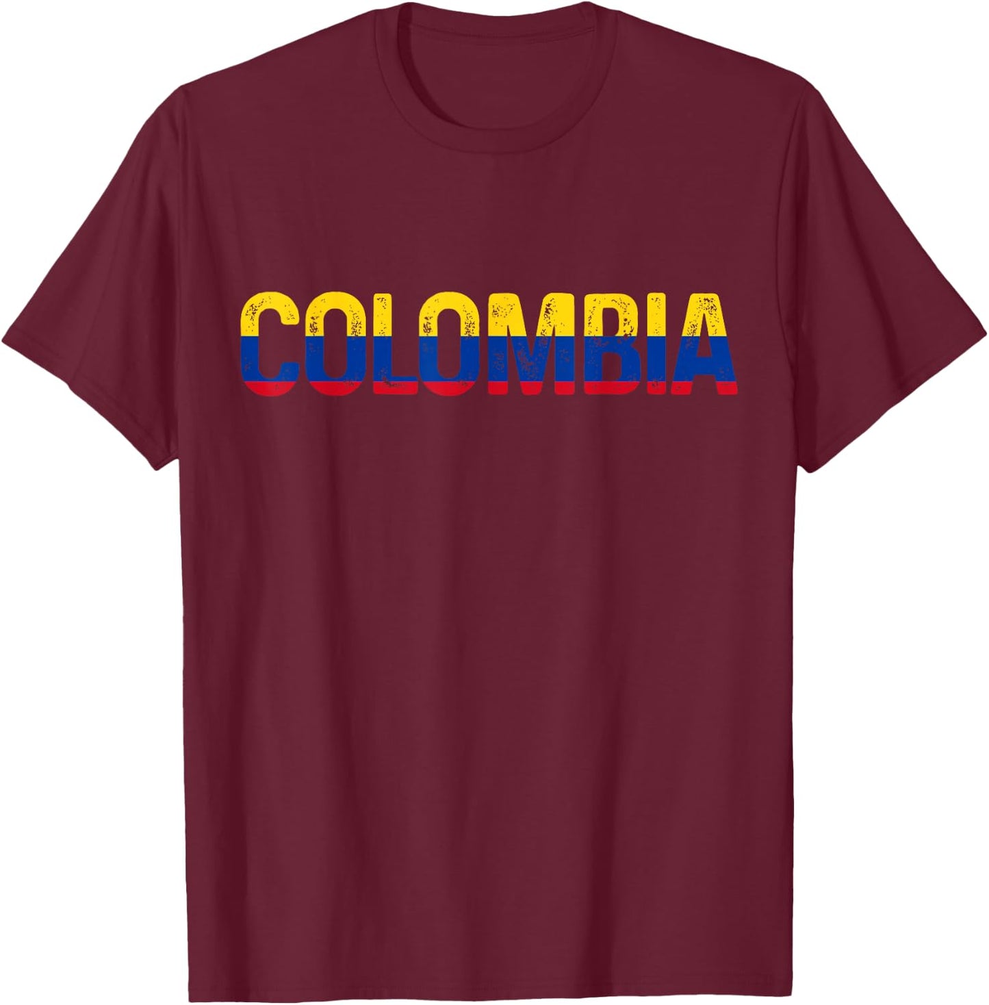 Colombia Flag Vintage Pride T-Shirt - T-Shirt | Maroon