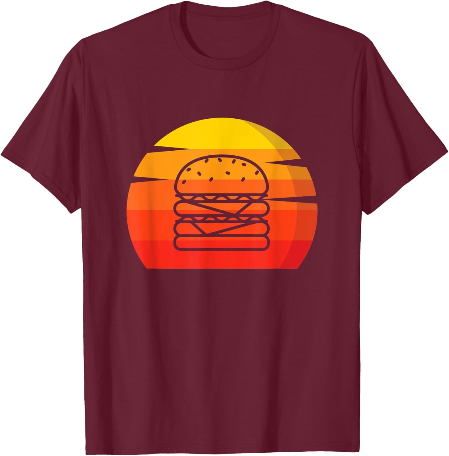 Retro Burger Vintage Design Cheeseburger T-Shirt - T-Shirt | Maroon