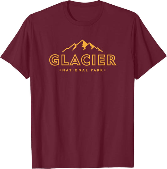 Glacier National Park Montana Women Men Hiking Souvenir T-Shirt - T-Shirt | Maroon