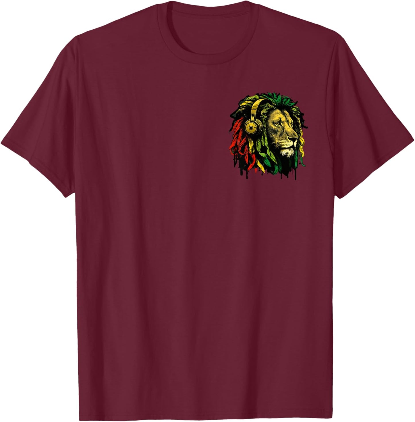 Rasta Reggae Lion Of Judah Jamaican Pride Rastafari Roots T-Shirt - T-Shirt | Maroon