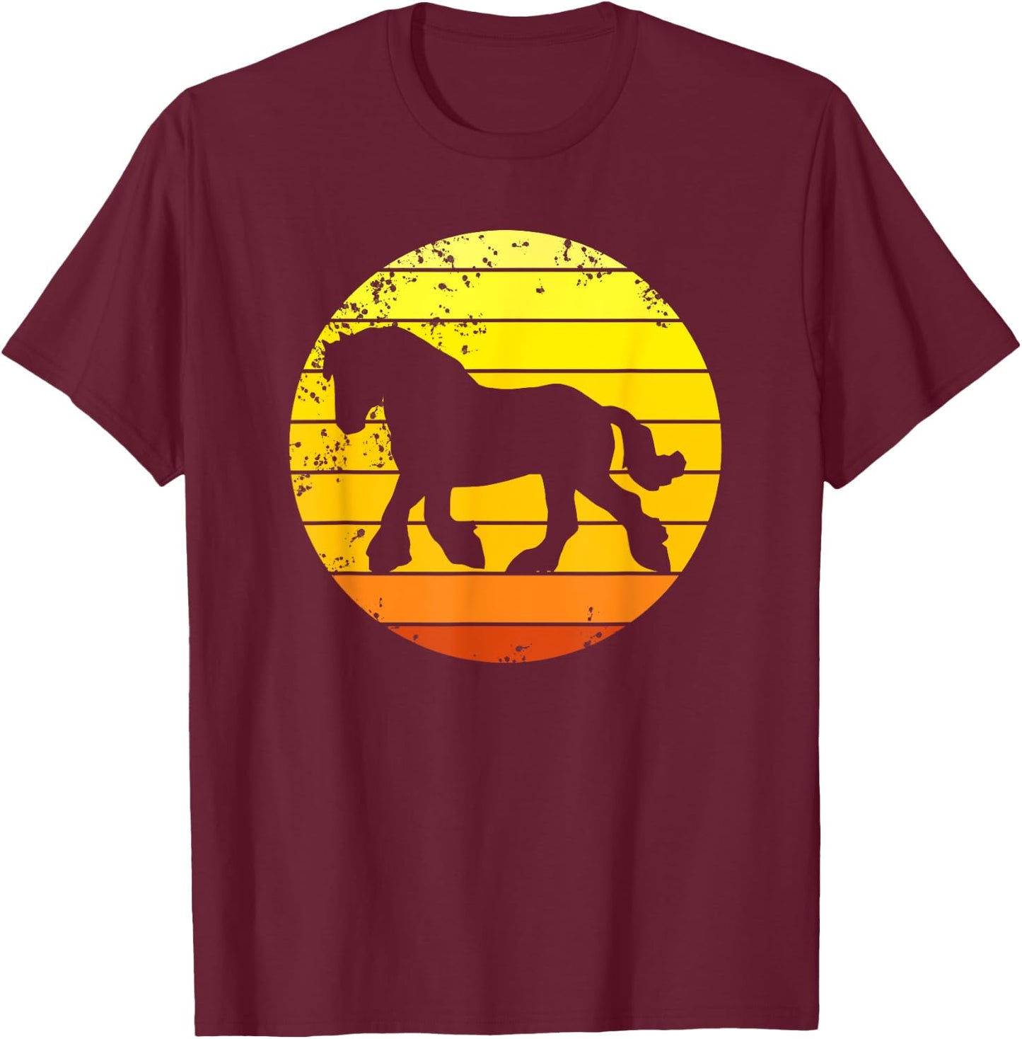 Clydesdale Clydesdales Draft Horse Retro T-Shirt - T-Shirt | Maroon