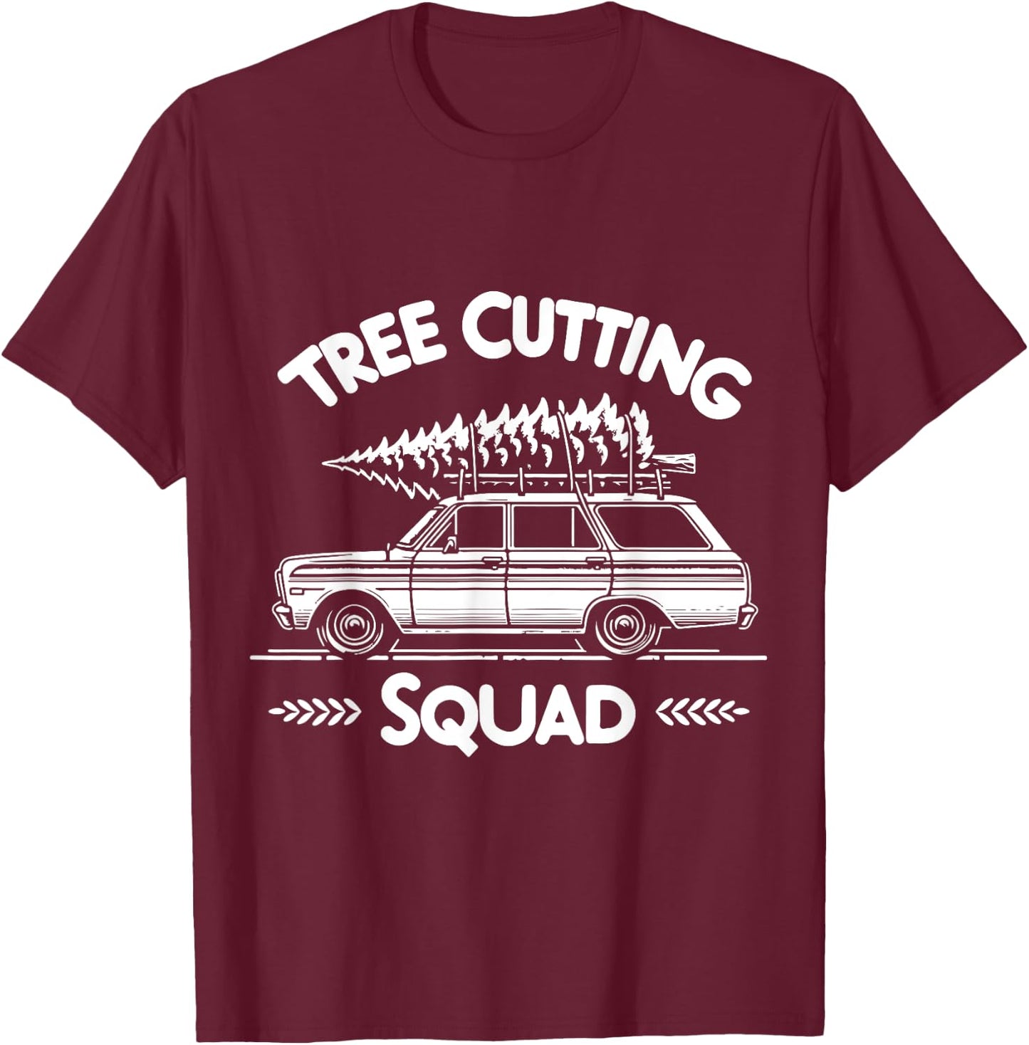 Christmas Tree Cutting Squad Retro T-Shirt - T-Shirt | Maroon