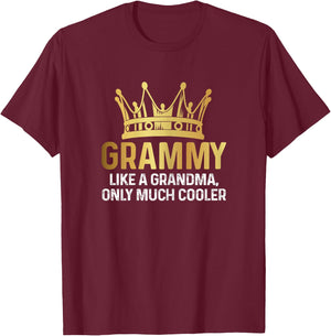 Grammy Definition Like A Grandma Only Cooler Fun Gold Crown T-Shirt - T-Shirt | Maroon