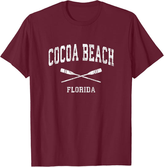 Cocoa Beach Florida Vintage Nautical Paddles Sports Oars Women Kids T-Shirt - T-Shirt | Maroon