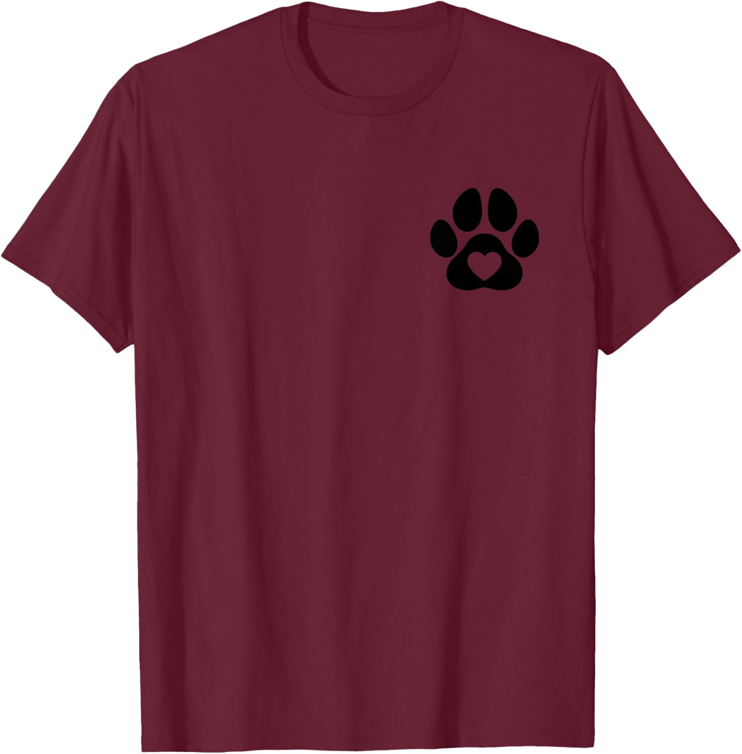 Minimalist Paw Heart Dog Love, Dogs Lovers Dog dad Dog mom T-Shirt - T-Shirt | Maroon