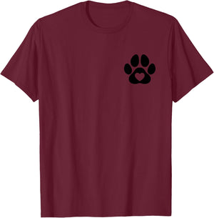 Minimalist Paw Heart Dog Love, Dogs Lovers Dog dad Dog mom T-Shirt - T-Shirt | Maroon