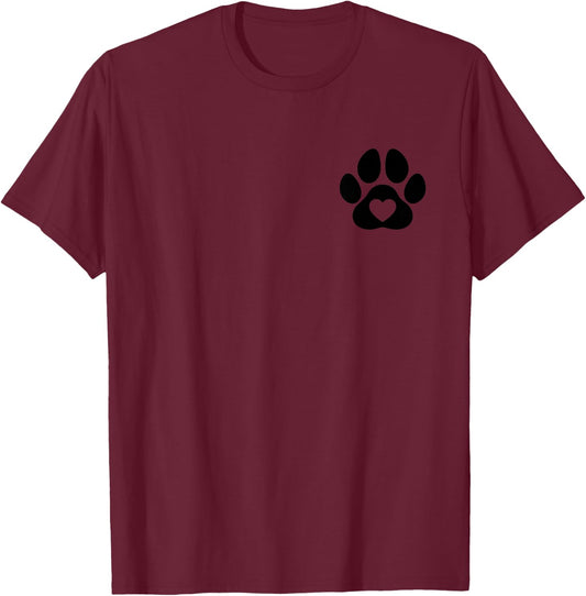 Minimalist Paw Heart Dog Love, Dogs Lovers Dog dad Dog mom T-Shirt - T-Shirt | Maroon