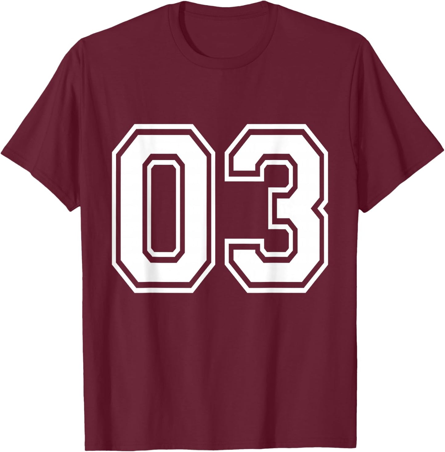Number 03 Varsity Sports Team Jersey 3rd Birthday 3 Years T-Shirt - T-Shirt | Maroon