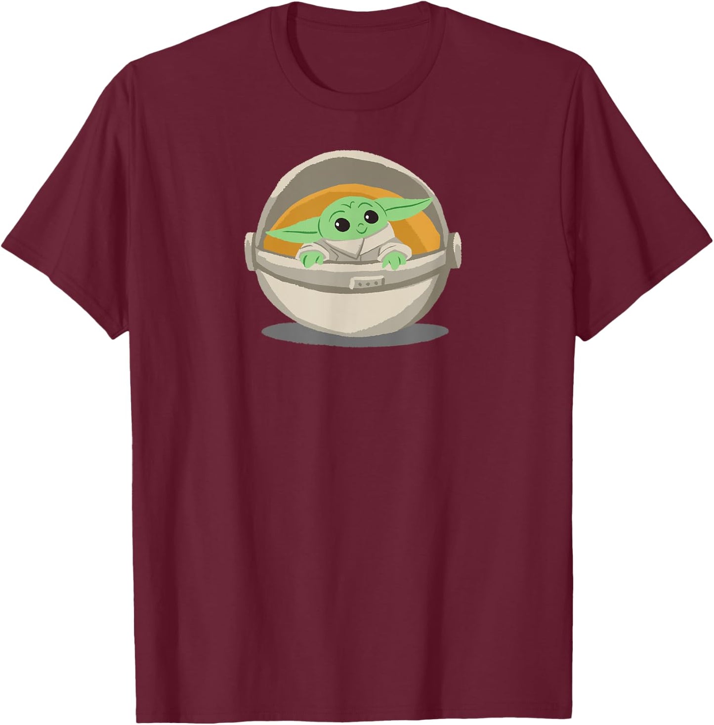 Amazon Essentials Men's Mandalorian The Child Grogu Pram , Dark Blue, Small T-Shirt - T-Shirt | Maroon