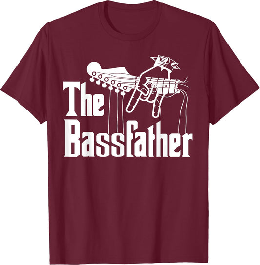 The Bassfather Funny Quote for Bass Guitarist T-Shirt - T-Shirt | Maroon