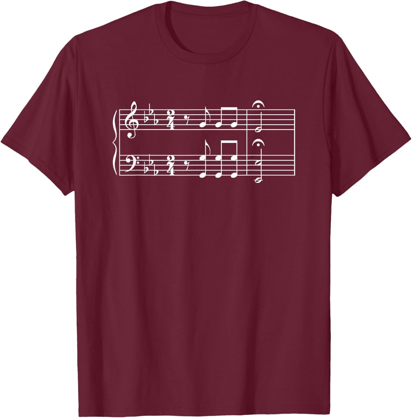 Ludwig van Beethoven 5th Symphony Music Notation T-Shirt - T-Shirt | Maroon