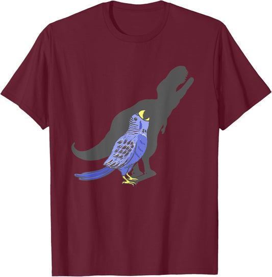 T-Rex Shadow - Funny Parakeet Budgie Budgerigar Bird Lover T-Shirt - T-Shirt | Maroon