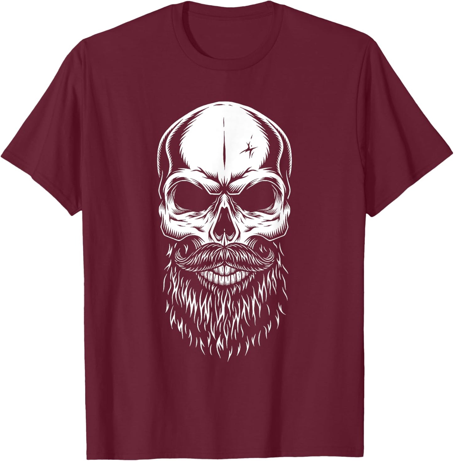 Bearded Skull Lazy Halloween Costume Cool Skeleton Beard T-Shirt - T-Shirt | Maroon