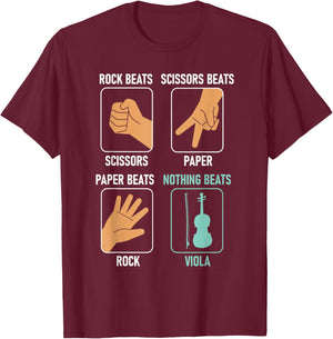Scissors Paper Rock Viola - Violist Orchestra Band T-Shirt - T-Shirt | Maroon