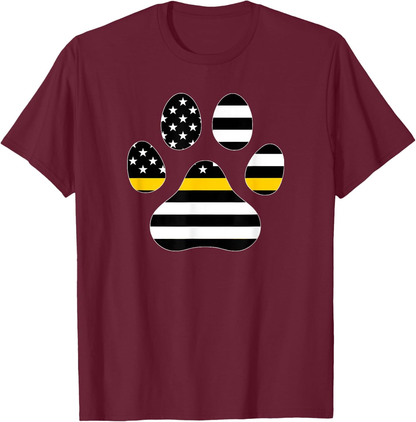 911 Police Dispatcher Thin Gold Line Flag for Animal Lover T-Shirt - T-Shirt | Maroon