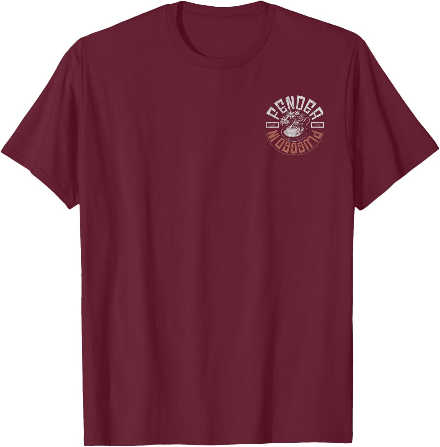 Fender Plugged In Since 1946 Retro Pocket Size Guitar T-Shirt - T-Shirt | Maroon