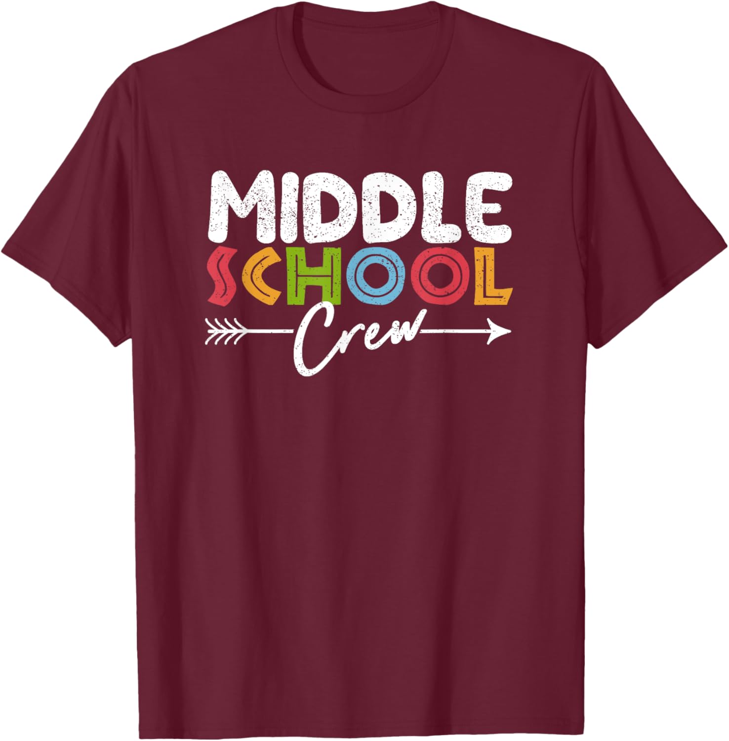 Middle School Crew Retro Funny Teacher Student Vintage T-Shirt - T-Shirt | Maroon