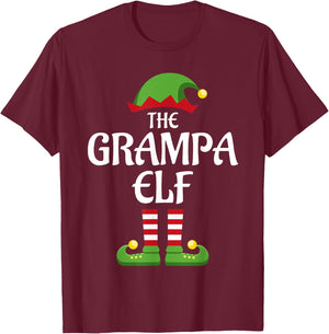 Grampa Elf Family Matching Group Christmas Grandpa T-Shirt - T-Shirt | Maroon