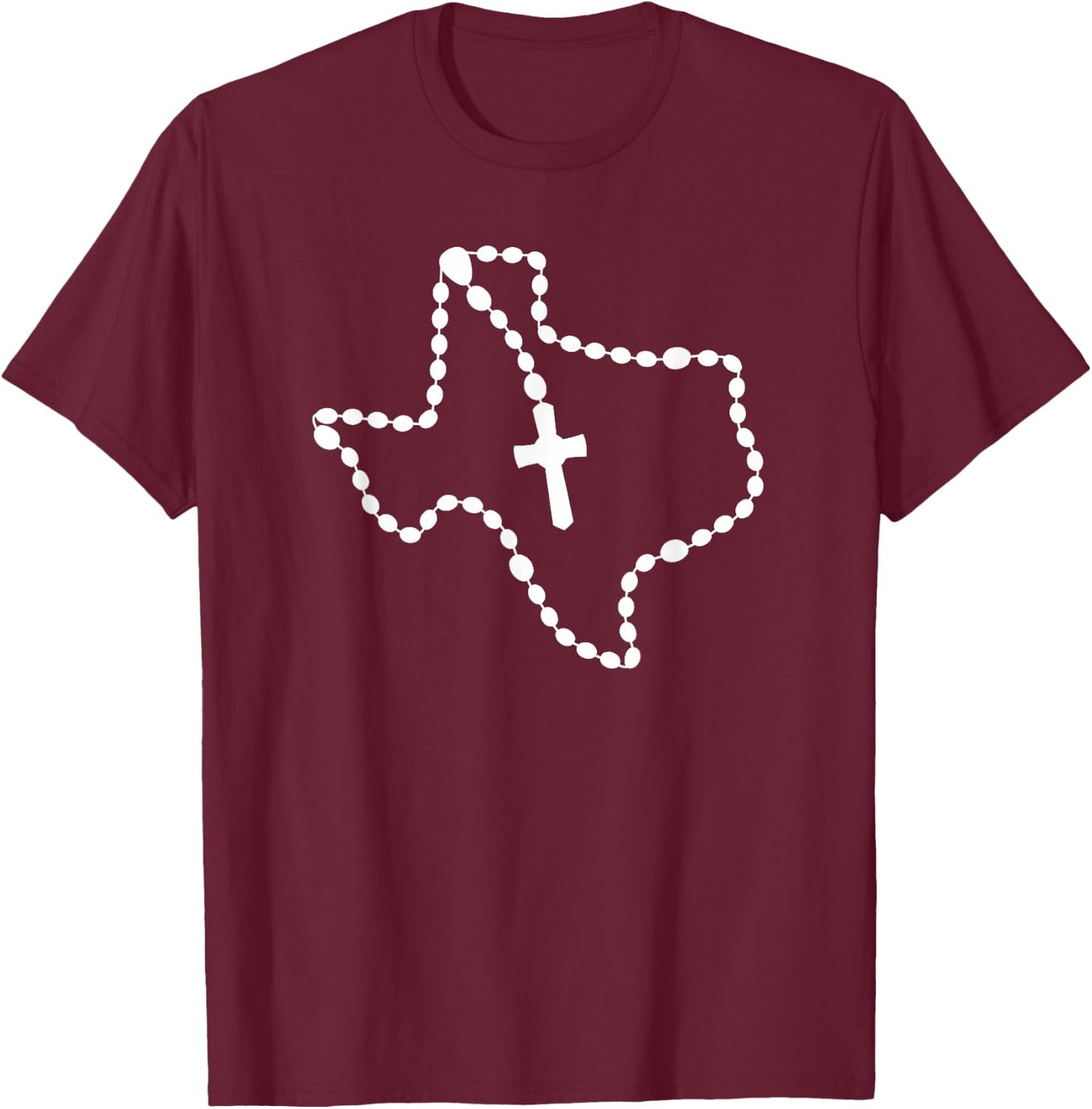 Texas Rosary Catholic T-Shirt - T-Shirt | Maroon