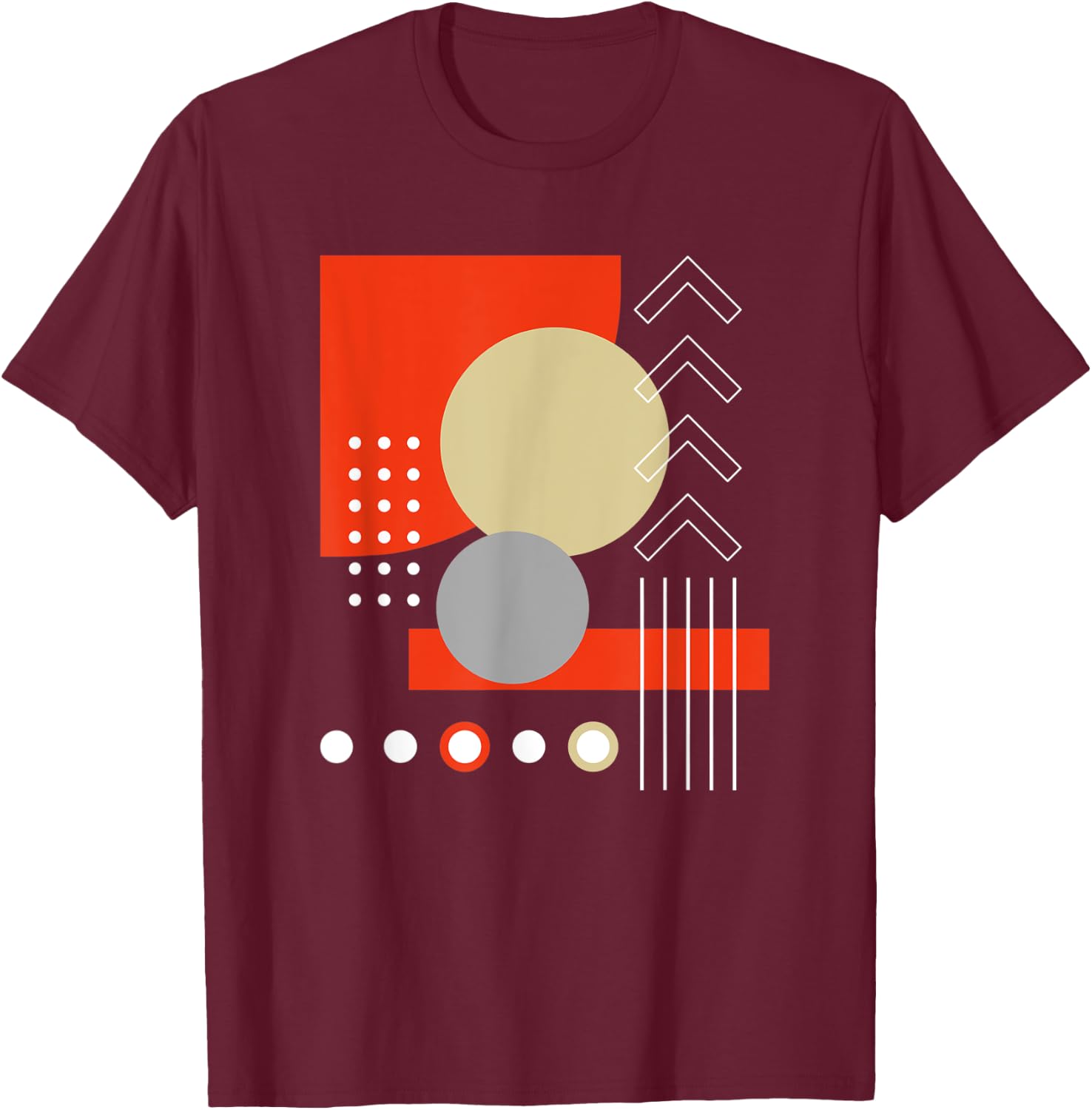 Geometric Shapes Abstract Modern Art Design Vintage Retro T-Shirt - T-Shirt | Maroon