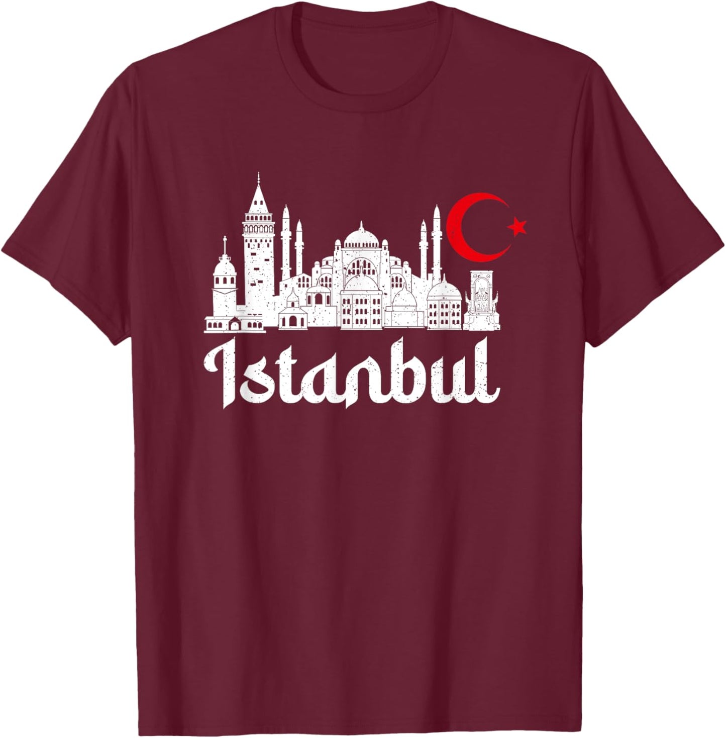 Istanbul Landmark Hagia Sophia Silhouette Turkey Muslim Flag T-Shirt - T-Shirt | Maroon