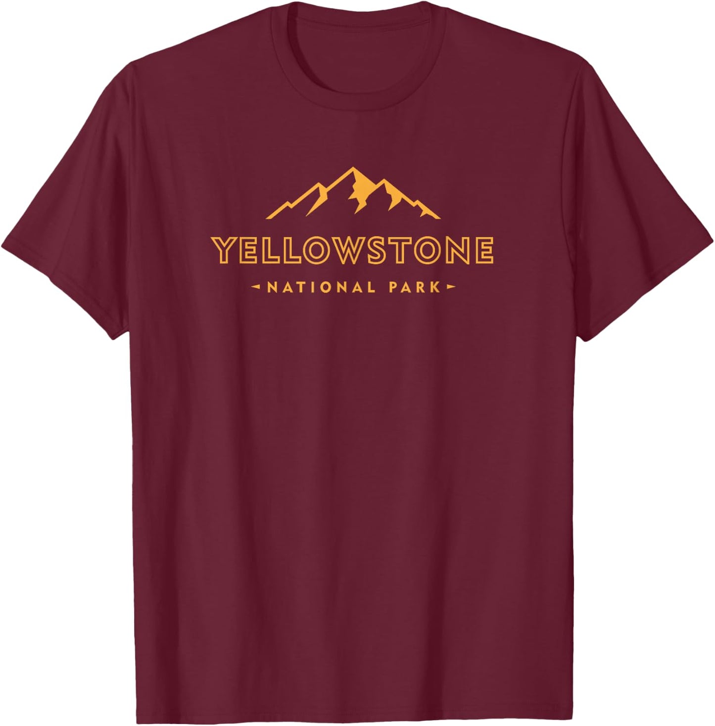 Retro Mountain Yellowstone National Park Hiking Souvenir T-Shirt - T-Shirt | Maroon