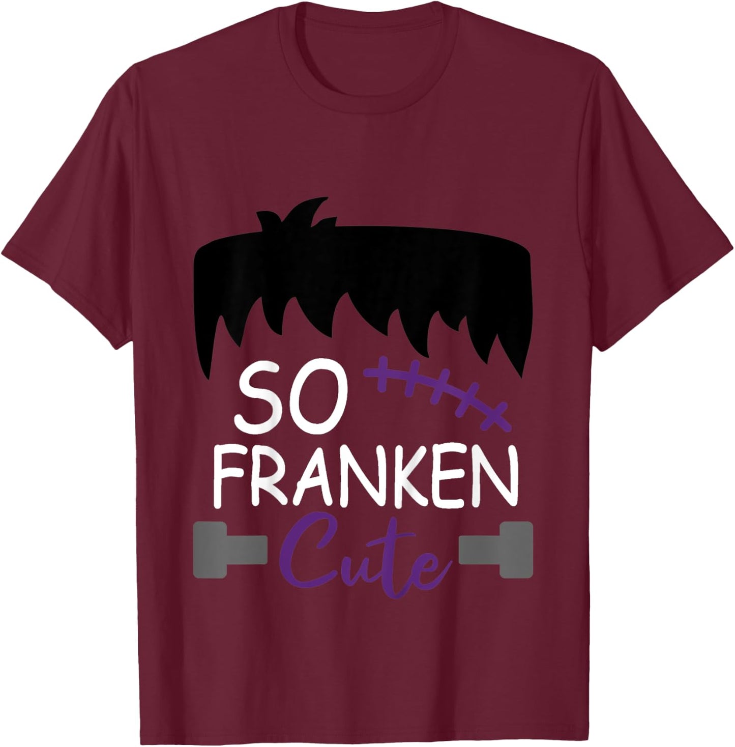 Kids So Franken Cute Toddler Boy Halloween Costume Scary Funny T-Shirt - T-Shirt | Maroon